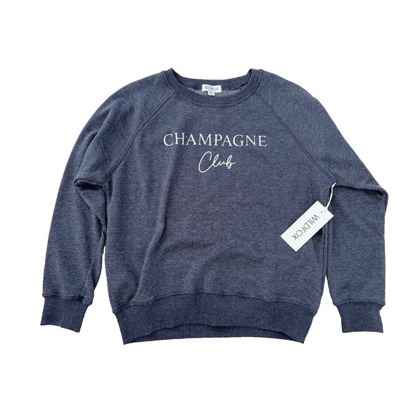 Wildfox Champagne Club Sweatshirt Heather Peacoat ( S ) - Picture 2 of 3